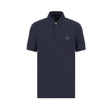 Polo in jersey di cotone con logo ricamato sul petto blu