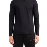 T-shirt manica lunga basic in jersey di cotone nero
