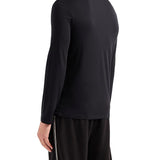 T-shirt manica lunga basic in jersey di cotone nero