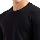 T-shirt manica lunga basic in jersey di cotone nero