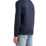 T-shirt manica lunga basic in jersey di cotone blu