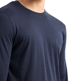 T-shirt manica lunga basic in jersey di cotone blu