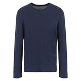 T-shirt manica lunga basic in jersey di cotone blu