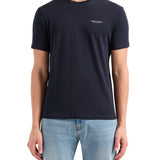 T-shirt jersey di cotone mini logo sul petto blu