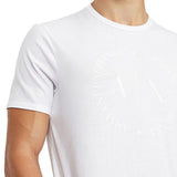 T-shirt jersey di cotone stammpa logo circolare bianco