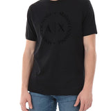 T-shirt jersey di cotone stammpa logo circolare nero