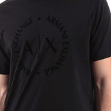 T-shirt jersey di cotone stammpa logo circolare nero