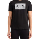 T-shirt jersey di cotone stampa maxi logo frontale nero