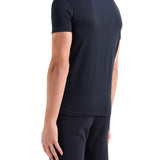 T-shirt jersey di cotone stampa maxi logo frontale blu