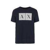 T-shirt jersey di cotone stampa maxi logo frontale blu