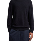 Maglia girocollo jacquard con pattern logo allover blu
