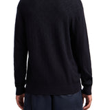 Maglia girocollo jacquard con pattern logo allover blu