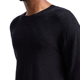 Maglia girocollo jacquard con pattern logo allover blu