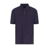 Polo logo lettering allover e colletto a costine blu
