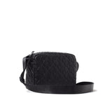 Pochette con polsino e tracolla logo impresso  allover nero