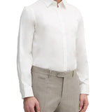 Camicia elegante in cotone stretch con logo ricamato bianco