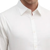 Camicia elegante in cotone stretch con logo ricamato bianco