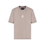 T-shirt con logo ricamato sul petto beige