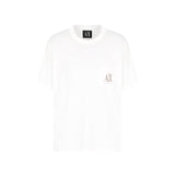 T-shirt con tasca sul petto e logo ricamato bianco