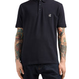 Polo con logo ricamato sul petto blu