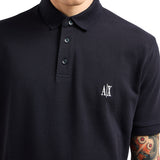 Polo con logo ricamato sul petto blu