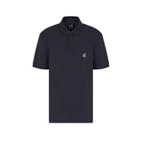 Polo con logo ricamato sul petto blu