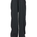 Pantalone chino wide-leg stile jogging in cotone nero