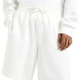 Shorts tessuto jacquard logo lettering allover bianco