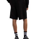 Shorts tessuto jacquard logo lettering allover nero