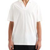 Polo con scollo a V in jersey di cotone bianco