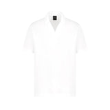 Polo con scollo a V in jersey di cotone bianco