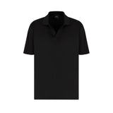 Polo con scollo a V in jersey di cotone nero