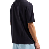 T-shirt con logo ricamato sulla manica blu