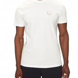 T-shirt placca logo sul petto bianco