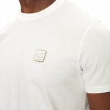 T-shirt placca logo sul petto bianco