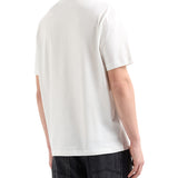 T-shirt logo palms in jersey di cotone bianco