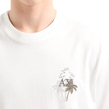 T-shirt logo palms in jersey di cotone bianco