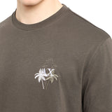 T-shirt logo palms in jersey di cotone verde