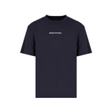 T-shirt jersey di cotone con maxi logo sul retro e logo frontale blu