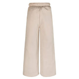 Pantalone teen wide leg con logo grigio