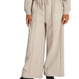Pantalone teen wide leg con logo grigio