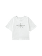 T-shirt teen monologo glitter bianco