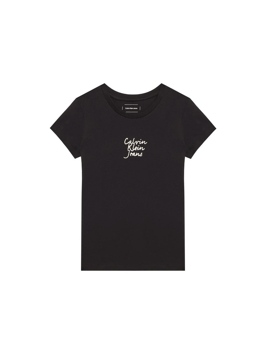 T-shirt teen slim fit logo handwriting nero