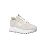 Sneaker runner low laceup eggshell/rosa