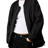 Bomber lungo con zip nero