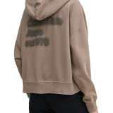 Felpa con zip e cappuccio effetto washed taupe