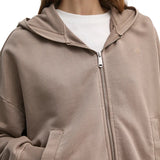 Felpa con zip e cappuccio effetto washed taupe