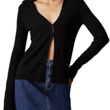 Cardigan con zip in maglia rayon elasticizzata nero