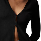 Cardigan con zip in maglia rayon elasticizzata nero