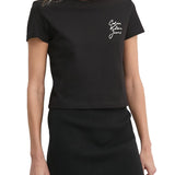 T-shirt logo script institutional nero